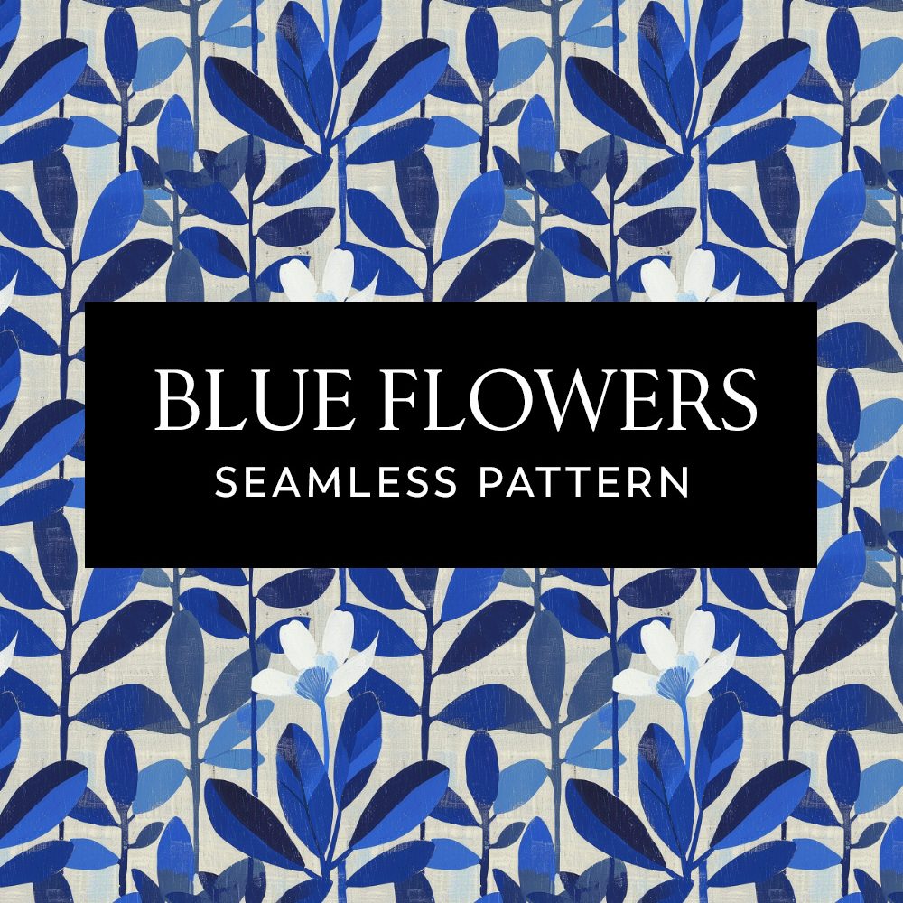 Blue Flowers Seamless Pattern by Leysa Flores www.leysaflores.com