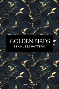 Golden Birds Seamless Pattern by Leysa Flores www.leysaflores.com